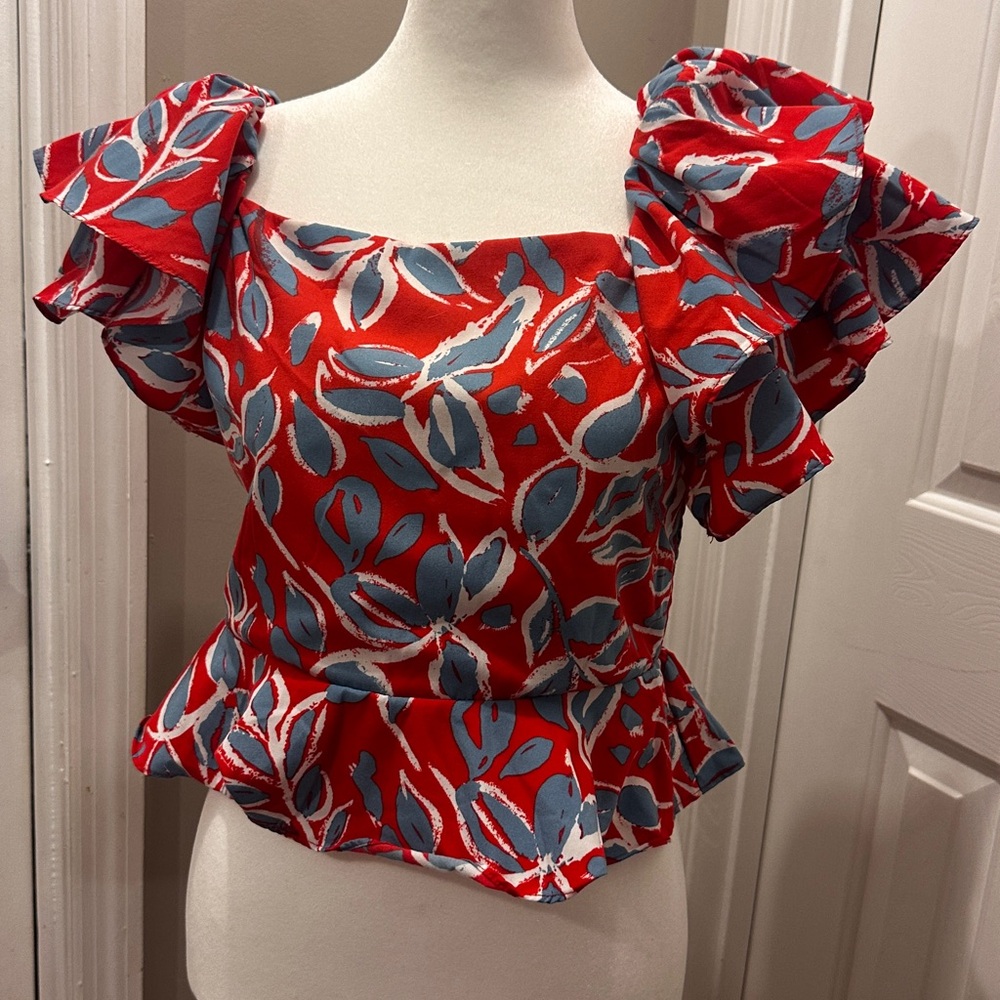 THML white and blue blouse size medium